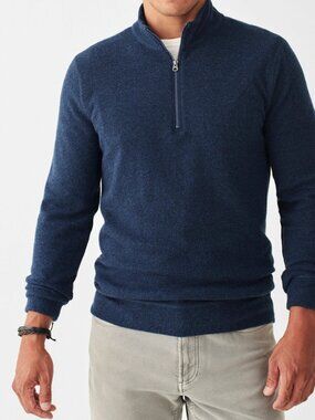 Faherty Men's Legend Sweater Quarter Zip in Navy Twill